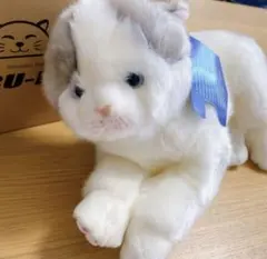 ぬいぐるみ 猫 リアル 手作り 猫のぬいぐるみ ホワイト グレー