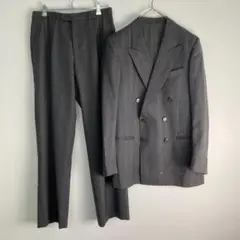 【NA】ヴィンテージ ブラック ダブルジャケット セットアップ 成人式 古着 NA】ヴィンテージ ブラック ダブルジャケット セットアップ 成人