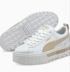PUMA プラットフォームスニーカー ホワイト/ベージュ　厚底　25センチ