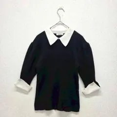 イング トップス セーター ブラウス 襟付き ブラック Mサイズ 春夏