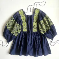 ソレイアード EMBROIDERY ボリュームスリーブブラウス 刺繍 インド綿のサムネイル