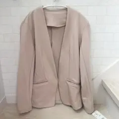 ノーカラージャケット ベージュ Mサイズ