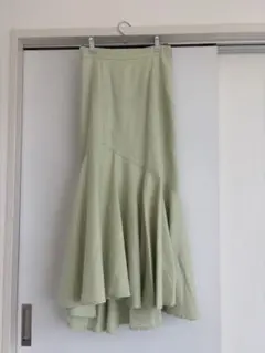 rienda ライトグリーン フレアスカート ゴムウエスト