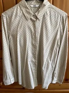 UNIQLO ベージュ ドット柄 長袖シャツ M