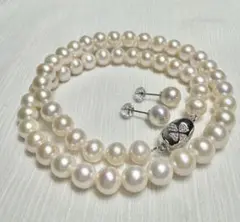 A5062 本真珠 ピアス ネックレス セット 淡水 真珠　パール 冠婚葬祭
