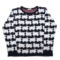 LABRAT × BEAMS コットン ニット セーター L ネイビー 総柄のサムネイル