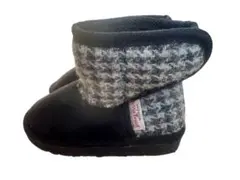 キッズ用ブーツ 黒とグレーのチェック柄　14㎝