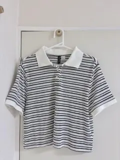 H&M DIVIDED ボーダー ポロシャツ 半袖 Mサイズのサムネイル