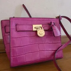 Michael Kors ピンク クロコダイル風 バッグ　中古