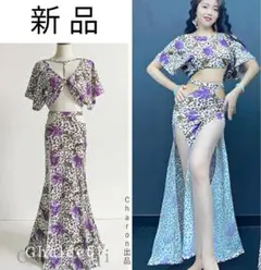 ★新品★ベリーダンス衣装花柄セット　2wayレッスン着ウェア　トップス