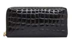 【定価2万円】クロコダイル型押し 長財布 ブラック