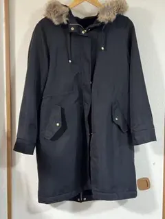 大きいサイズ　中綿コート　モッズコート　ブラック