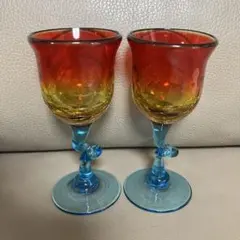 吹きガラス琉球浪漫　ペア　ワイングラス　ハンドメイド