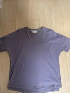 【26SS・ほぼ新品】ボーダーTシャツ グレー×パープル 早い者勝ち！のサムネイル