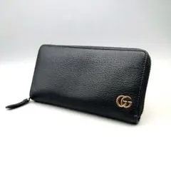 GUCCI グッチ 長財布 GGマーモント ラウンドファスナー 黒 ブラック