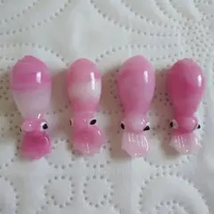 ガラス細工 箸置き 置物 イカ マーブルピンク