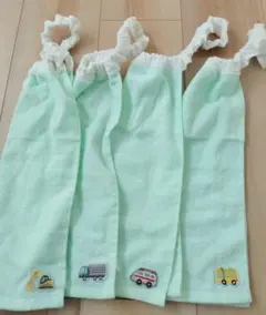 ハンドメイド　働くくるま柄　おりこうエプロン　タオルエプロン　4枚セット　抗菌