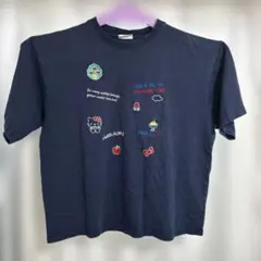 【値下げ】Hello Kitty 半袖Tシャツ ネイビー 刺繍　サンリオのサムネイル