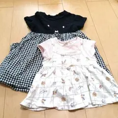 90cm トップスセット 黒・白・ピンク