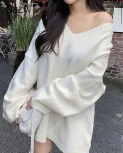 SHEIN DAZY Vネックドロップショルダー セータードレス