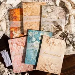 180枚♡紙モノ　コラージュ　花　素材紙　蕾梦工坊系列6種セット　おすそ分け