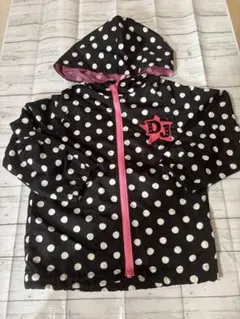 春先取り　水玉　ドット柄　可愛いピンクパイピング♡フード付きジャケット 100