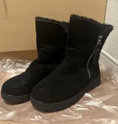 ブラック スエード ファスナー付き 22.5cm ブーツ