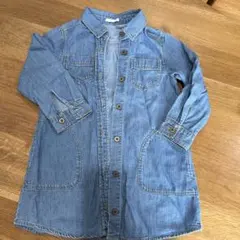 GUデニムシャツワンピ　110