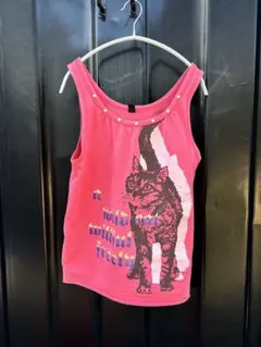 AS KNOW AS PINKY タンクトップ　pink 猫　古着　夏服のサムネイル