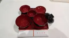 お食い初め用赤黒漆器セット