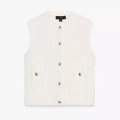 ZARA ニットベスト ホワイト M