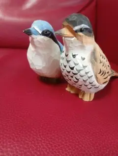 手作り 木製 かわいい小鳥 彫刻風 フィギュア 上品
