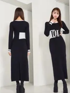 Darich ダーリッチ ワンピース ジャガードロゴニットロングワンピース