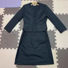 オペークドットクリップ　入学式　ツイードワンピーススーツ　40/L