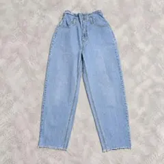 【WEGO】ハイウエスト カーブデニムパンツ 裾フリンジ ライトブルー 春夏