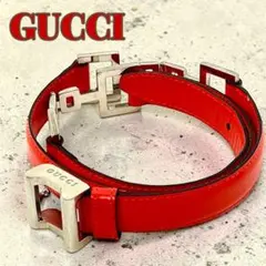 GUCCI グッチ ベルト シルバー金具 オレンジ レザー レディース