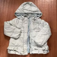 値下げエニィファム　フリル付きリボンダウンコート（ライトグリーン）130