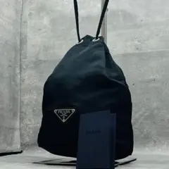 近年モデル/美品✨ PRADA 巾着バッグ ポーチ 三角ロゴ プレート ナイロン