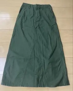 オリーブグリーン ロングスカート バックポケット付き