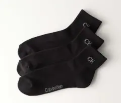 カルバンクライン　抗菌防臭 足底パイル ショートソックス　【3足セット】　黒