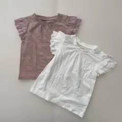 西松屋 フリル袖 Tシャツ 2枚セット 70-80cmのサムネイル