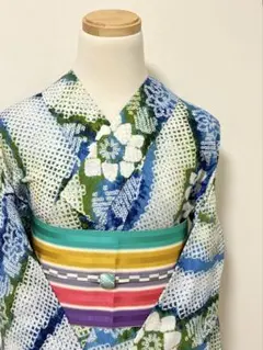 お盆セール！　浴衣　有松鳴海絞り　￼流線と花　裄66.5cm お盆セール！ 浴衣 有松鳴海絞り ￼流線と花 裄66.5cm - メルカリ