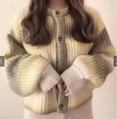 GRL ウール混　グラデーションショートニット　カーディガン　イエロー