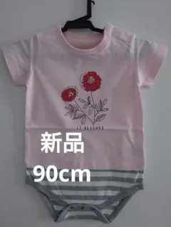 【新品】ベルメゾン ベビーロンパース 90サイズ 女の子 半袖 綿100%のサムネイル