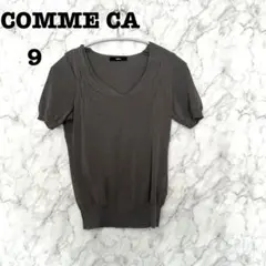 コムサ　サマーニット　半袖　Vネック　日本製　薄手　グレー　無地　シンプル　M