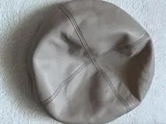 ベージュ レザー CA4LAベレー帽