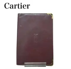 Cartier カルティエ 手帳カバー レザー ボルドー 無地 レディース