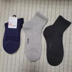 ユニクロ　HEATTECH ハーフソックス 3色セット MEN 25-27cm