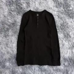 フルーツオブザルーム　ブラック　ワッフルヘンリーネック　サーマル