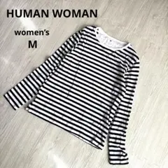 【ヒューマンウーマン】ボーダー カットソー M ロンT 長袖 Tシャツ 定番